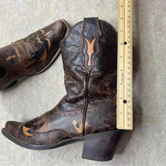 Ariat Dahlia Distressed Snip Toe Brown Leather Cowgirl Western Boots Size 7.5B - Picture 14 of 17